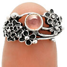 Floral - Rose Quartz - Madagascar 925 Sterling Silver Ring s.7 Jewelry R-1041