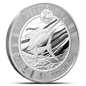 2023 1 oz Cayman Islands Silver Sea Life Marlin Coin (Proof-Like)