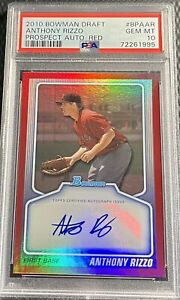 2010 Anthony Rizzo PSA 10 Red Refractor Bowman Chrome Rookie Prospect Auto 03/50