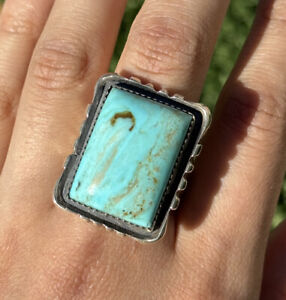 Native American Sterling Silver Turquoise Ring. Size 11 Gift