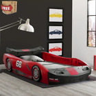 Race Car Twin Size Bed Frame Toddler Kid Boy Girl Bedroom Cama Para Niño Red