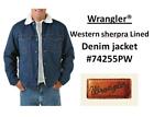 MENS Wrangler Western Sherpa Lined Denim Jacket 74255PW