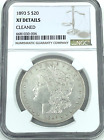 1893-S,Morgan Silver Dollar MISTAKE HOLDER XF Details Cleaned Mis L-$20 Gd