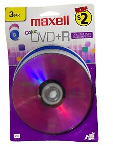 Maxell Blank Color DVD+R ~ 3 Pack - Brand New Sealed High Quality