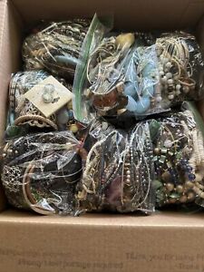 16 Pounds lbs. Bulk Wearable Jewelry Necklace & Bracelet Brooches Etc