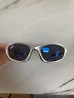 Vintage Y2K Wrap Oakley XX Twenty Silver Sunglasses Blue Ice Iridium Lenses