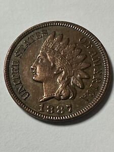 1887 Indian Head Cent Penny AU