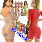 US Women Bodycon Mini Dress Sexy Mesh Sheer See Through Lingerie Party Clubwear