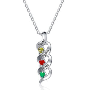 Elegant Custom Birthstone Infinity Bar Pendant Necklace - Perfect Gift for Mom