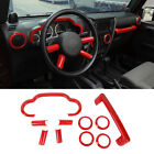 Red Interior Trim Cover Accessories Decor for Jeep Wrangler JK 2007-2010 10pcs (For: 2008 Jeep Wrangler)