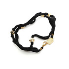 King Baby Studio Multi Wrap Black Silk Bracelet With Gold Colored Cross Beads