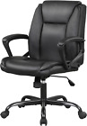 PU Leather Task Chair Home Office Chair Ergonomic Desk Chair with Lumbar Supp...
