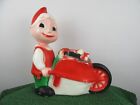 Vintage Christmas Elf With Wheelbarrow Blow Mold Lawn Decoration