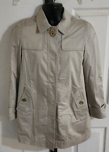 COACH TRENCH Coat Women Size Small Beige With Turn Lock Snap Flawed