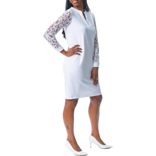 Kasper Womens White Lace Knee-Length Long Sleeve Sheath Dress L BHFO 7245