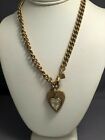 Myka designer signed Heart pendant Necklace with crystal  