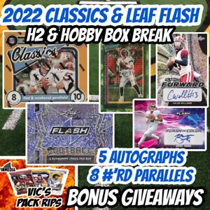 NEW ENGLAND PATRIOTS~Team Break~2022 Classics H2 & Leaf Flash Hobby Box |5 Autos
