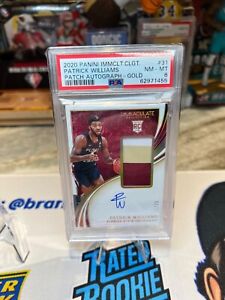 2020 IMMACULATE PATCH AUTO GOLD PATRICK WILLIAMS RC /25 PSA 8 CHICAGO BULLS