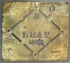 Large Antique 1900’s Tea / Tobacco Leaf Brass Wood Crate Box Stencil W/ Date