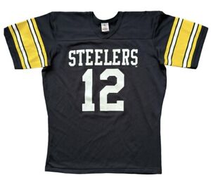 New ListingVintage Rawlings NFL Pittsburgh Steelers Terry Bradshaw #12 Jersey Large Black
