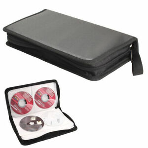80 Disc CD Holder DVD Case Storage Wallet VCD Organizer Faux Leather Zipper Bag