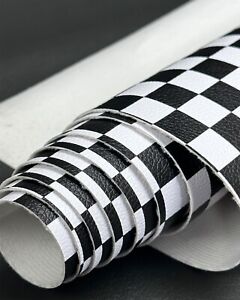 Classic TEXTURED Black & White CHECKERED Faux Leather Waterproof Vinyl SBY