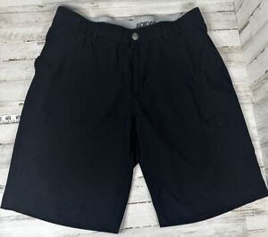Adidas Shorts Mens 34 Black Chino Golf Flat Front Athletic Logo Stretch Pockets