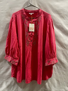 Women's Bishop 3/4 Sleeve Embroidered Blouse - Knox Rose Poppy Red XXL