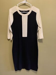 Theory Womens Sweater Faviana Dress Black White Colorblock Silk 3/4 Sleeve L NWT