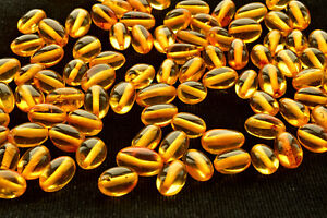 Natural Baltic Amber Loose Beads Olive Style Polished 25-50-100 Pcs Honey