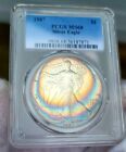 1987 American 1oz .999 Silver Eagle Coin PCGS MS 68 - Natural Rainbow Toned!