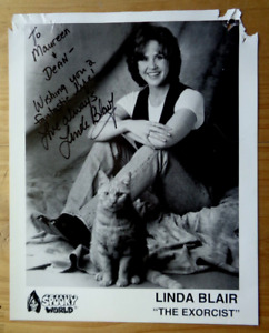 New ListingAutograph Linda Blair The Exorcist Spooky World B&W photo Inscribed signed