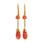 ANTIQUE 14K* YELLOW GOLD CORAL DROP LEVERBACK EARRINGS