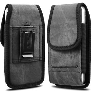 Vertical Nylon Pouch Case Cover Large Phone Belt Holster With Card Slots Loops
