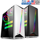 PC Case Gaming Computer Case ATX/MATX/ITX Mid Tower Case, Side Panel/Black/White