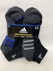 6-Pair Adidas Men's Performance Low-cut Socks Compression & Added Durability NWT