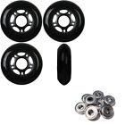 Inline Skate Wheels 76mm 89A Outdoor Black Rollerblade 4Pk with Abec 9 Bearings