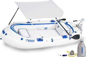 Sea Eagle SE9 Watersnake Motor Canopy Inflatable Runabout Boat Tender with Motor