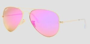 Ray-Ban Aviator Flash Matte Gold/Violet Polarized Mirrored 58 mm Sunglasses