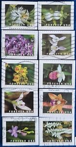 US Stamps 2020 Wild Orchids Used ON Paper Set of All 10 Forever #5445-5454