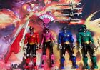X4 POWER RANGERS SAMURAI FIGURES AND ACCESSORIES 4” BANDAI TOY BLUE RED GREEN