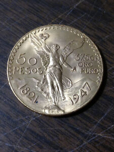 1947 Estados Unidos Mexicanos 50 Pesos 90% Gold Coin - 37.5 Gr of Gold