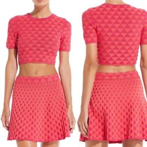 Solid & Striped Cara Knit Pink Orange Geometric Skirt Top 2-piece set L