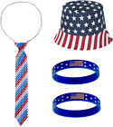 4Th of July Outfits Sequine Dress Costume Accessories Set for Women Men Independ