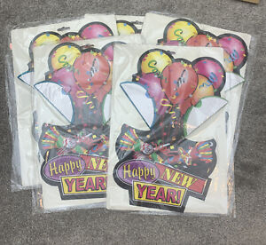 5 Vintage 1998 Beistle Happy New Year 14 Inch Art Tissue Hanging Decorations