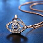 2.00 Ct Round Cut Simulated Blue Sapphire Evil Eye Pendant 14k White Gold Plated