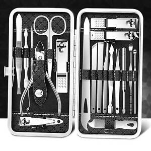 19PCS Pedicure Nail Toe Clippers Manicure Kit Cleaner Cuticle Grooming Set Case