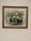Jacques Brissaud signed Original Antique late 1800's oil painting Flowers