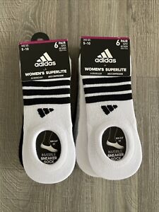 Adidas Women's White/Gray/Black 12 Pack Superlite II No Show Socks  SZ 5-10