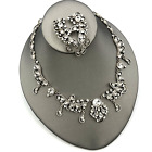 Vintage SWEET ROMANCE Art Deco Style Festoon Necklace & Earring Set Silver Tone